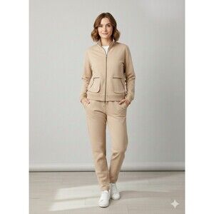 Vintage Lauren Ralph Lauren Track Suit Womens XL Beige Full Zip Equestrian USA